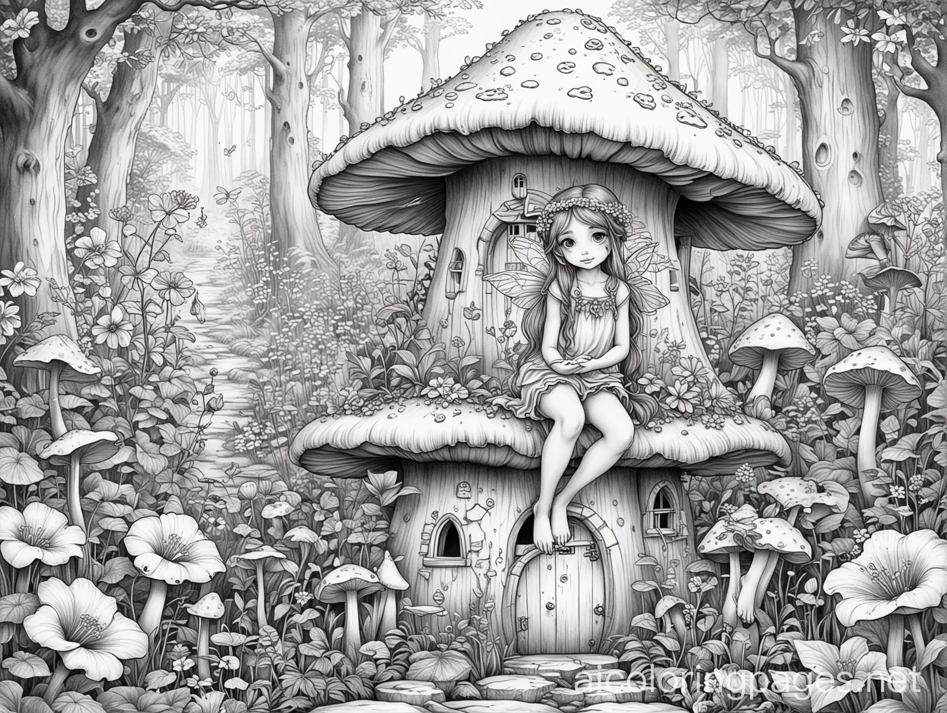 Enchanted-Fairy-on-Mushroom-House-Amidst-Forest-Flora