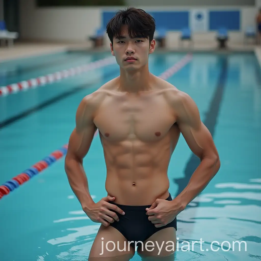 Young-Korean-Male-Swimmer-in-Tight-Speedo-with-Strong-Physique