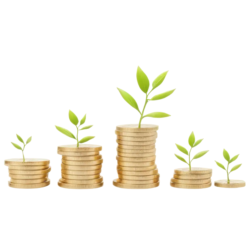 PNG-Image-of-Coins-and-Green-Plants-Symbolizing-Growth-and-Prosperity