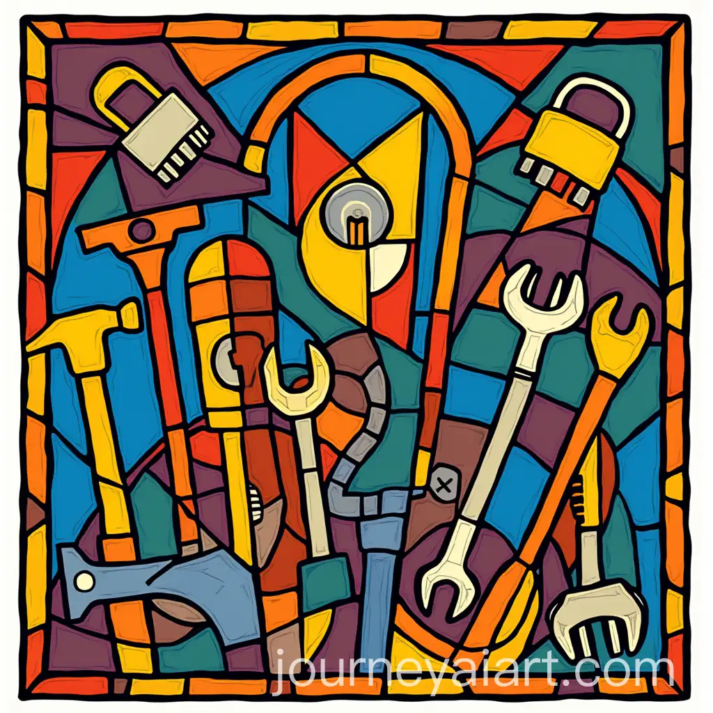 Colorful-Geometric-Tools-Arranged-like-Stained-Glass-Window