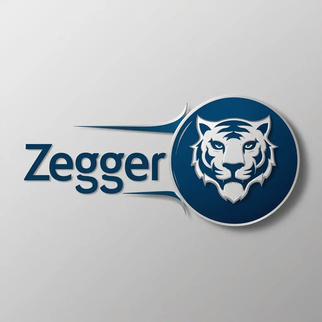 LOGO-Design-For-ZEGGER-Tiger-Face-in-Blue-Circle-Minimalist-Style