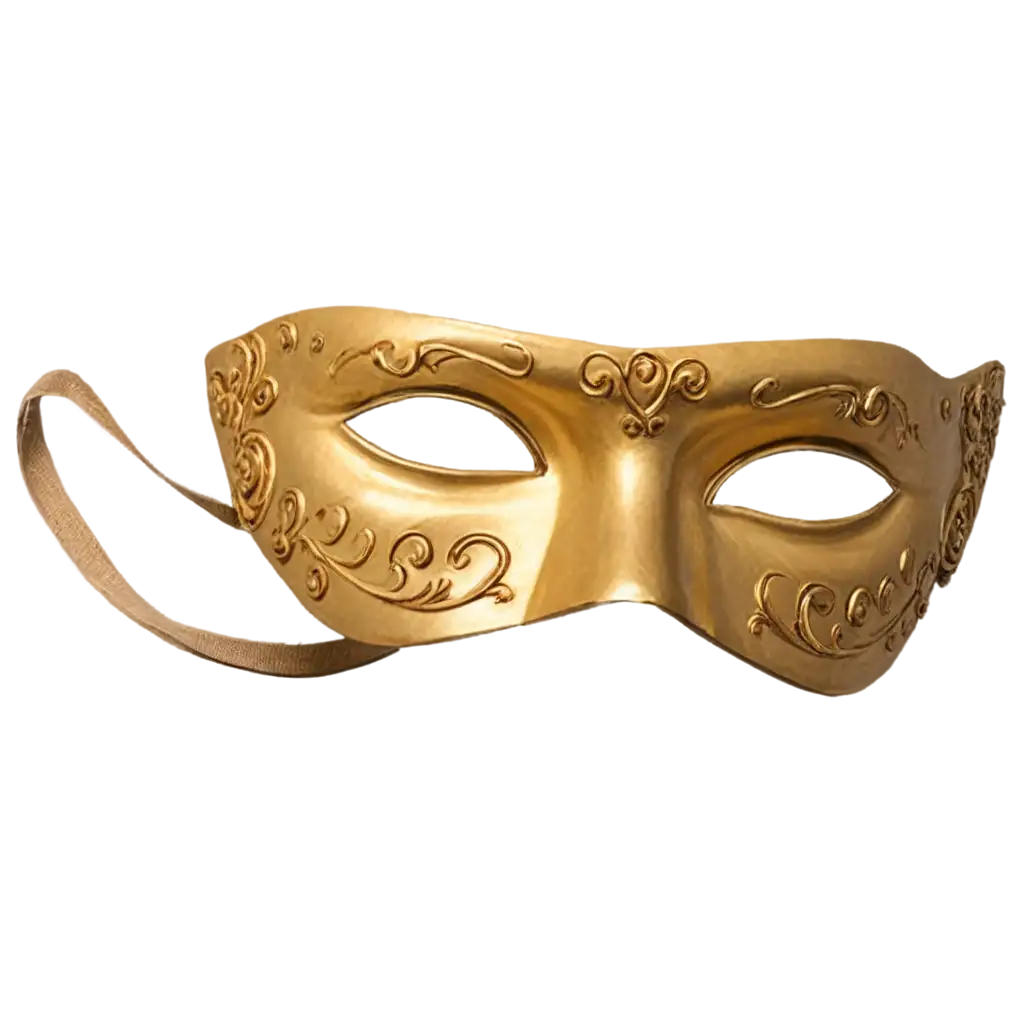 Drama-Mask-PNG-Image-with-Light-Brown-Tones-Dark-Brown-Shadows-and-Golden-Straps-HighQuality-Artwork-for-Versatile-Use