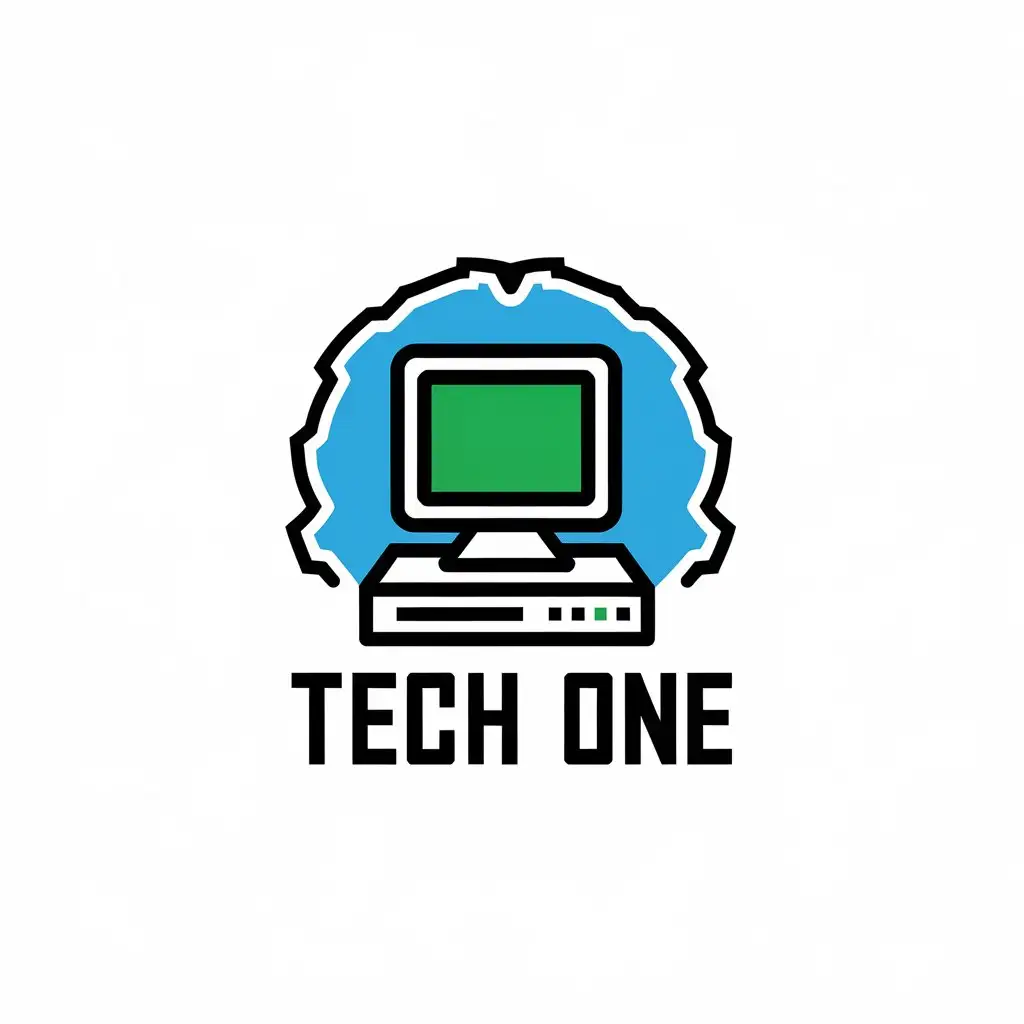 a vector logo design,with the text "Tech One", main symbol:computer,Moderate,be used in computer industry,clear background