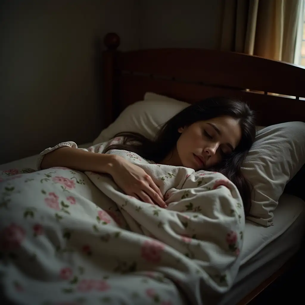 Young-Woman-TossingJenny-Lind-bed-scene-and-Turning-in-Jenny-Lind-Bed-at-Dusk