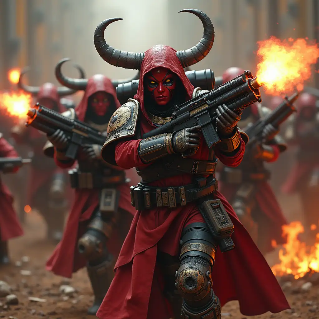 babymetal members as sisters of battle warhammer 40k,attackanhorde of orks firing her bolters