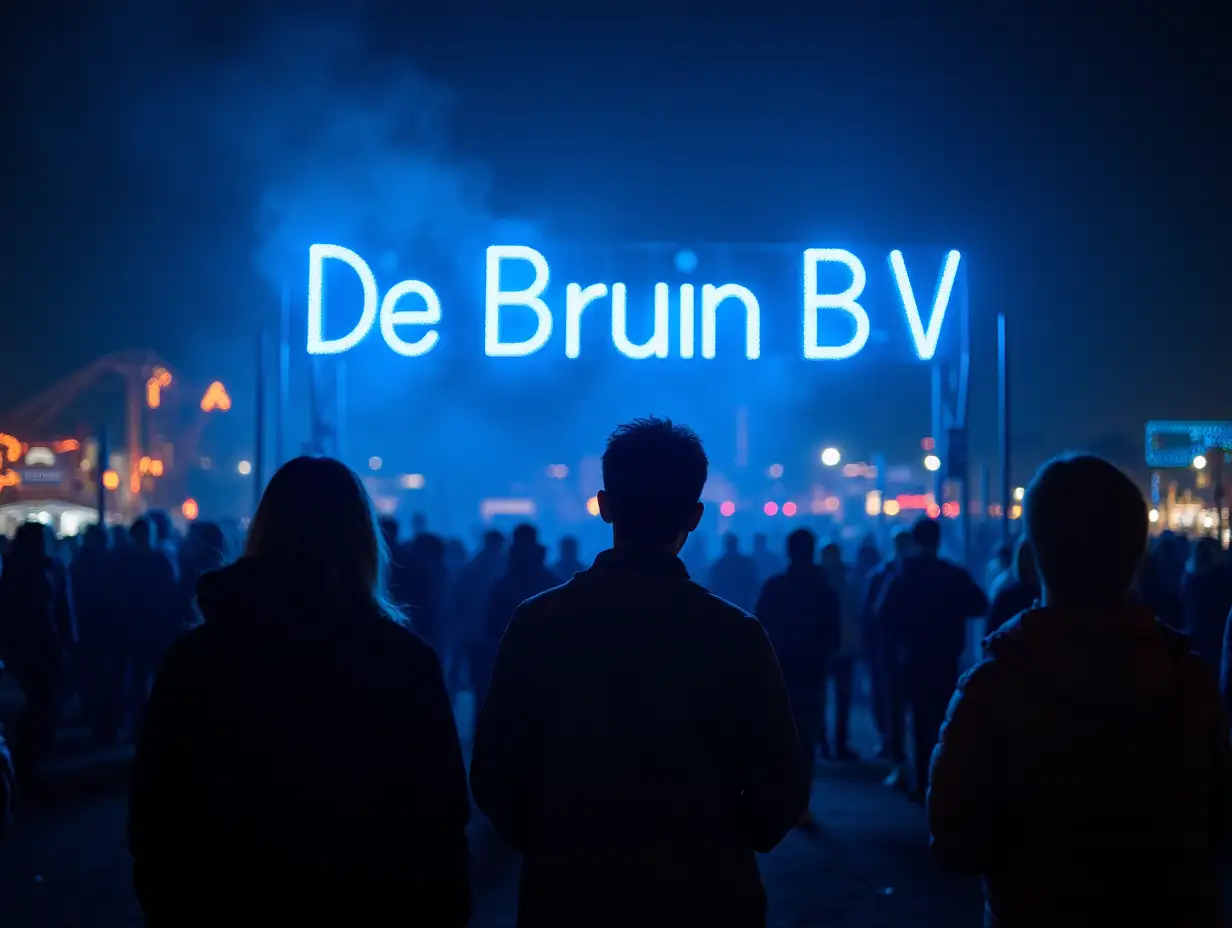 Fairground with People Viewing De Bruin BV Neon Sign