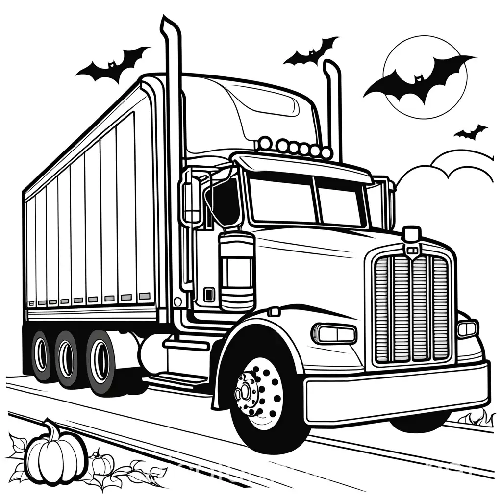 Halloween-Mechanic-Coloring-Page-Semi-Truck-and-Tools-on-White