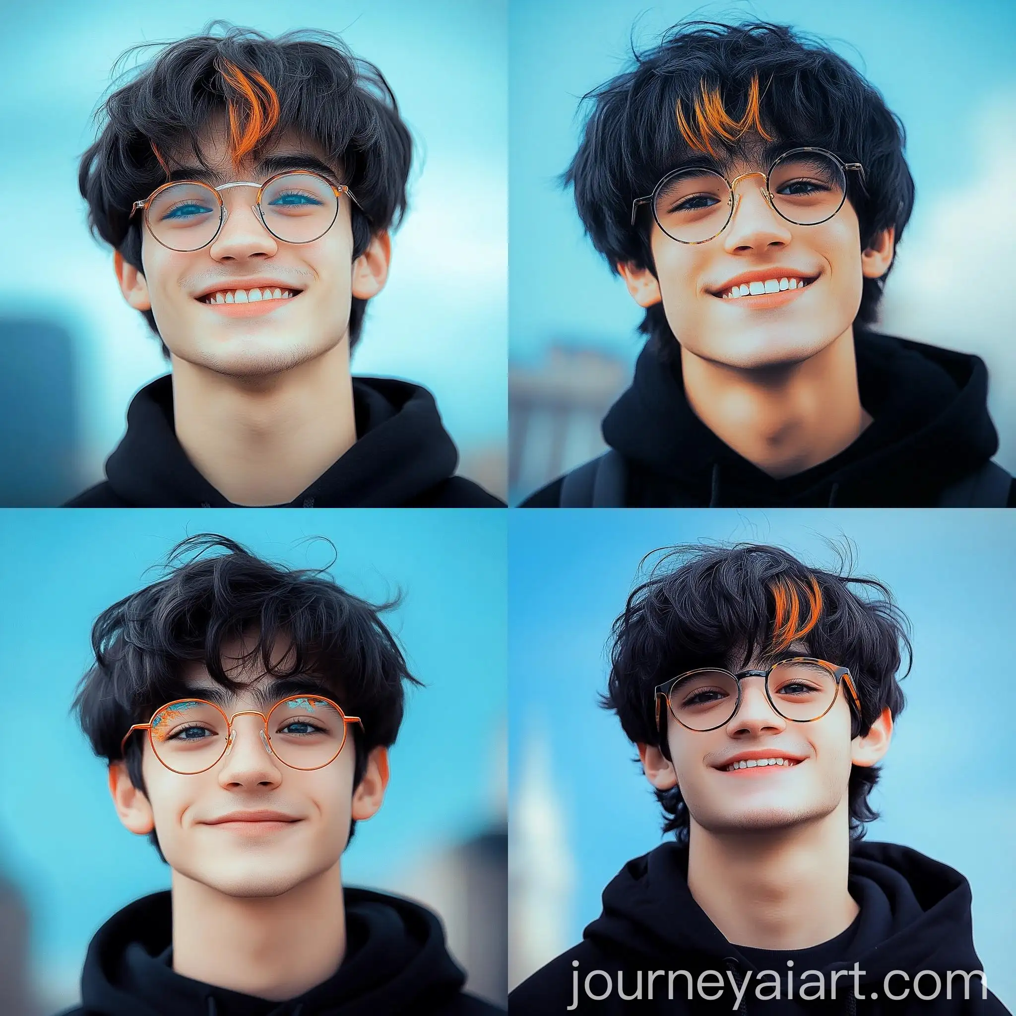 Teenage-Boy-in-School-Uniform-with-Broken-Glasses-and-Album-Photo