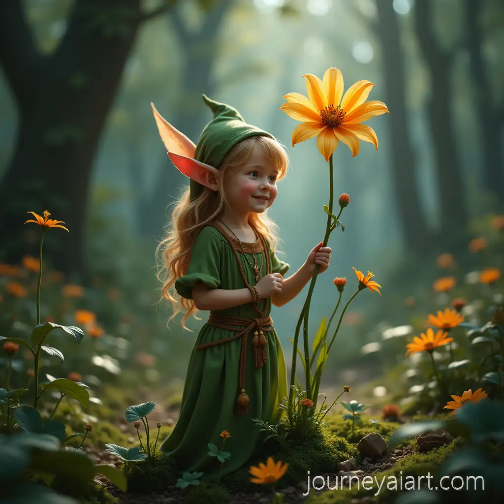 Elf-in-Magical-Forest-Surrounded-by-Beautiful-Flowers