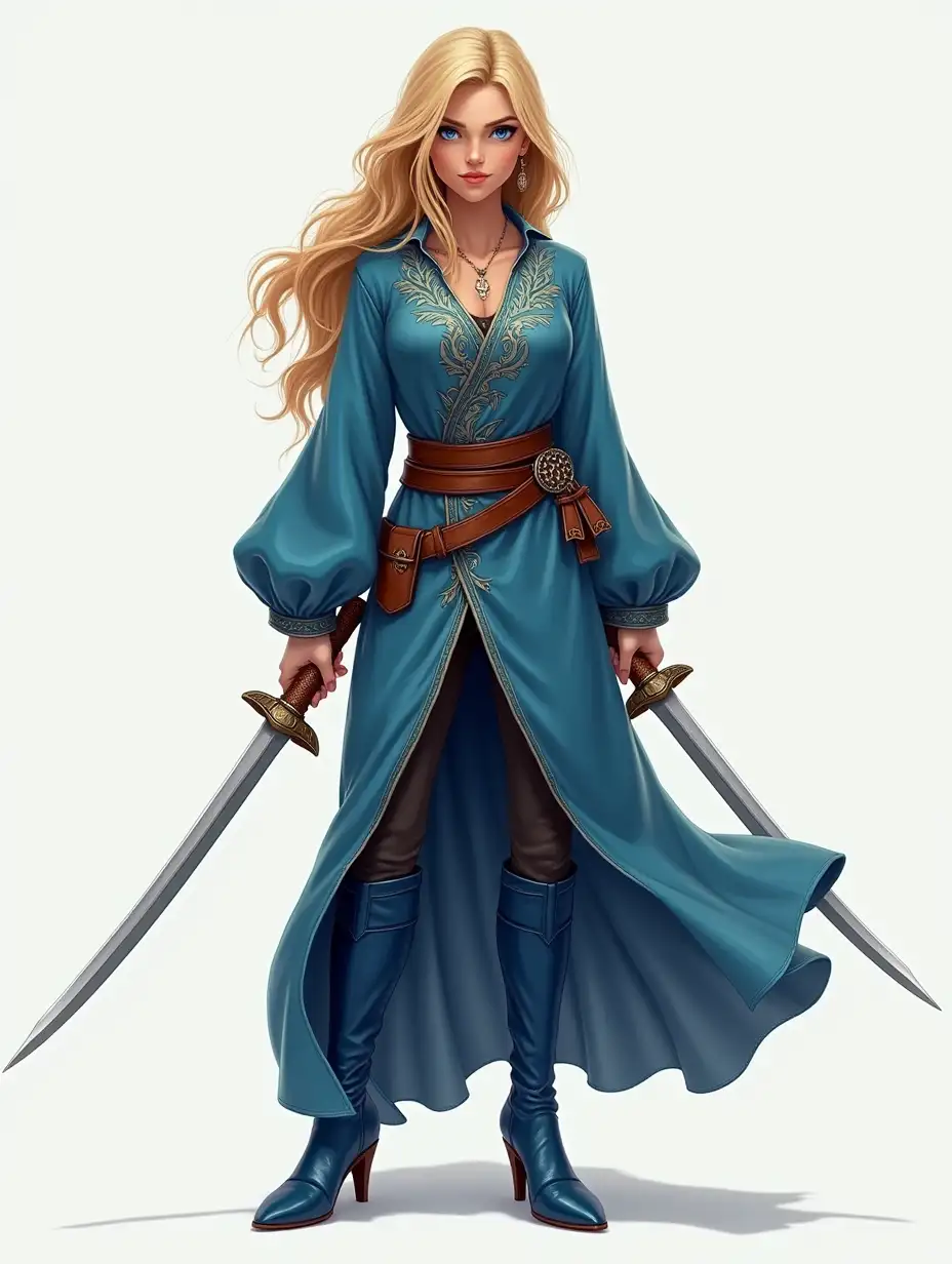 Young-Female-Warrior-in-Embroidered-Blue-Robes-with-Dual-Swords