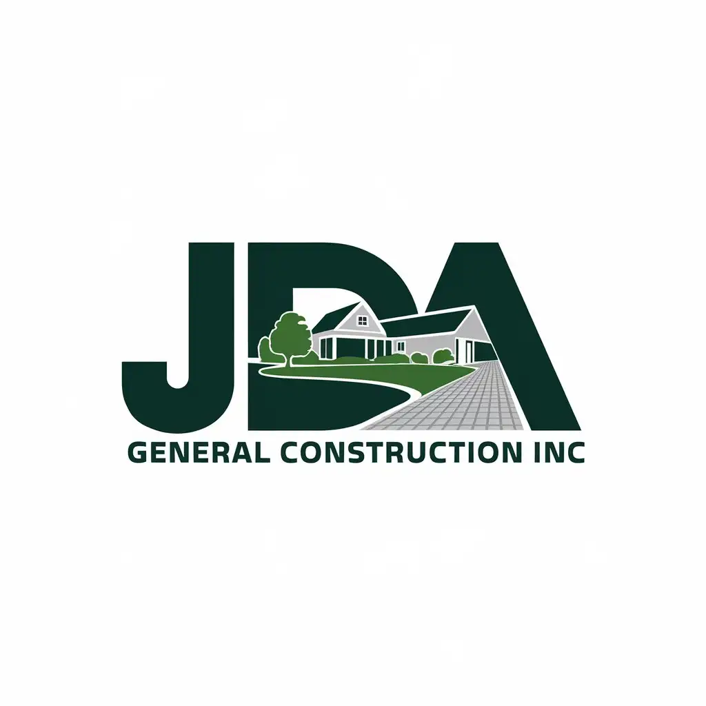 LOGO Design for JDA General Construction Inc House Landscaping Pavers Green Lawn Theme