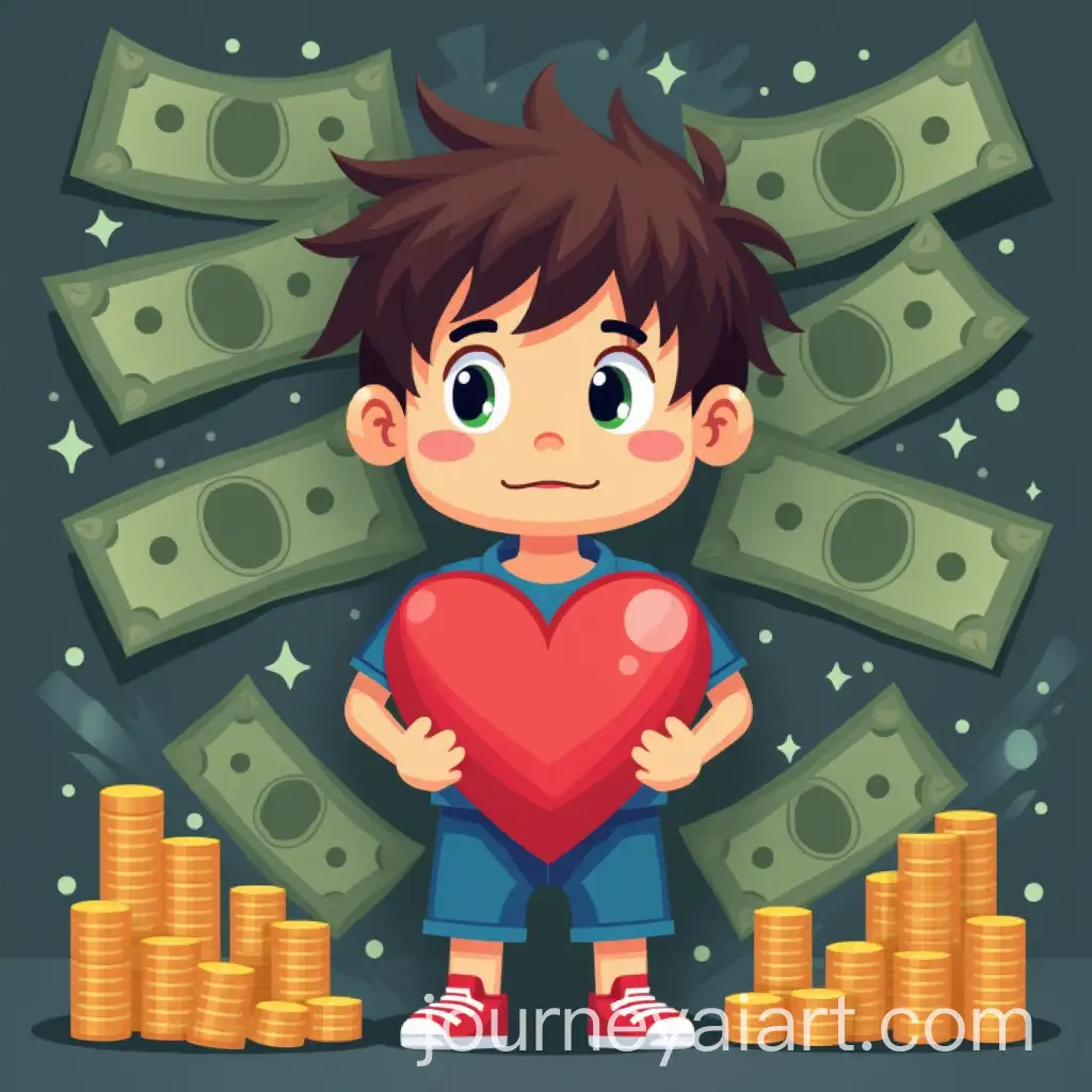 Pixel-Boy-Holding-Heart-Surrounded-by-Money-and-Coins