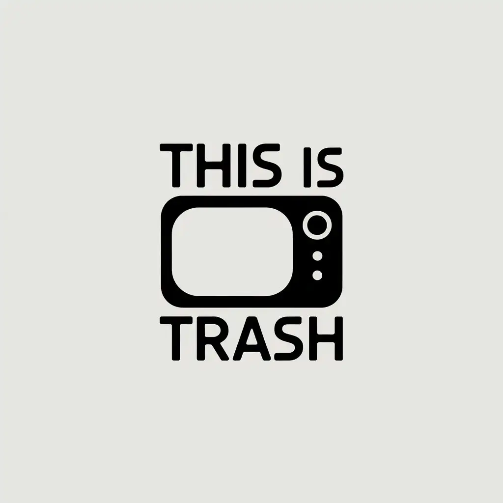 a vector logo design,with the text "This is trash", main symbol:Televisor,Minimalistic,clear background