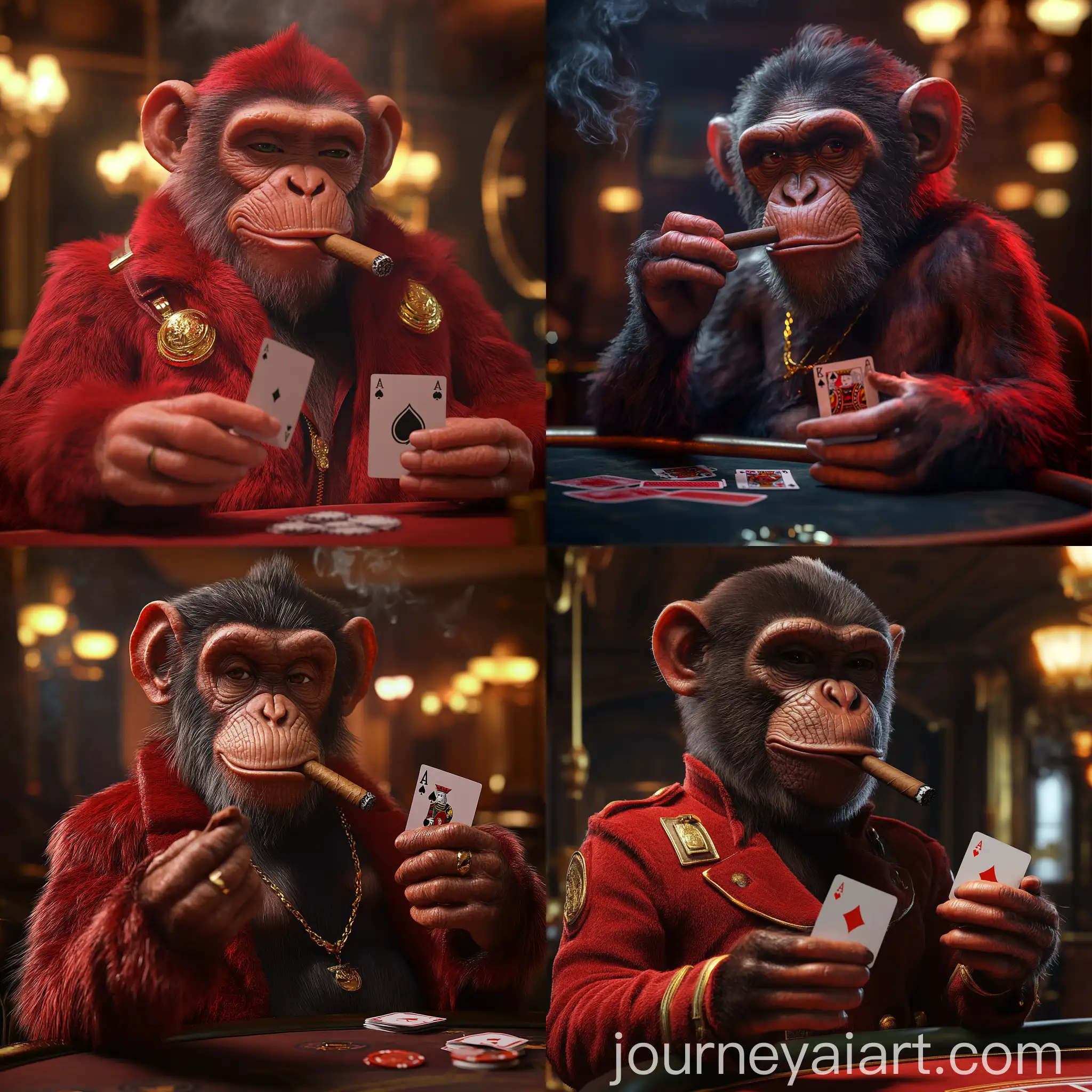 3D-NFT-Image-of-a-Monkey-with-Cigar-in-a-Club-Holding-Poker-Cards