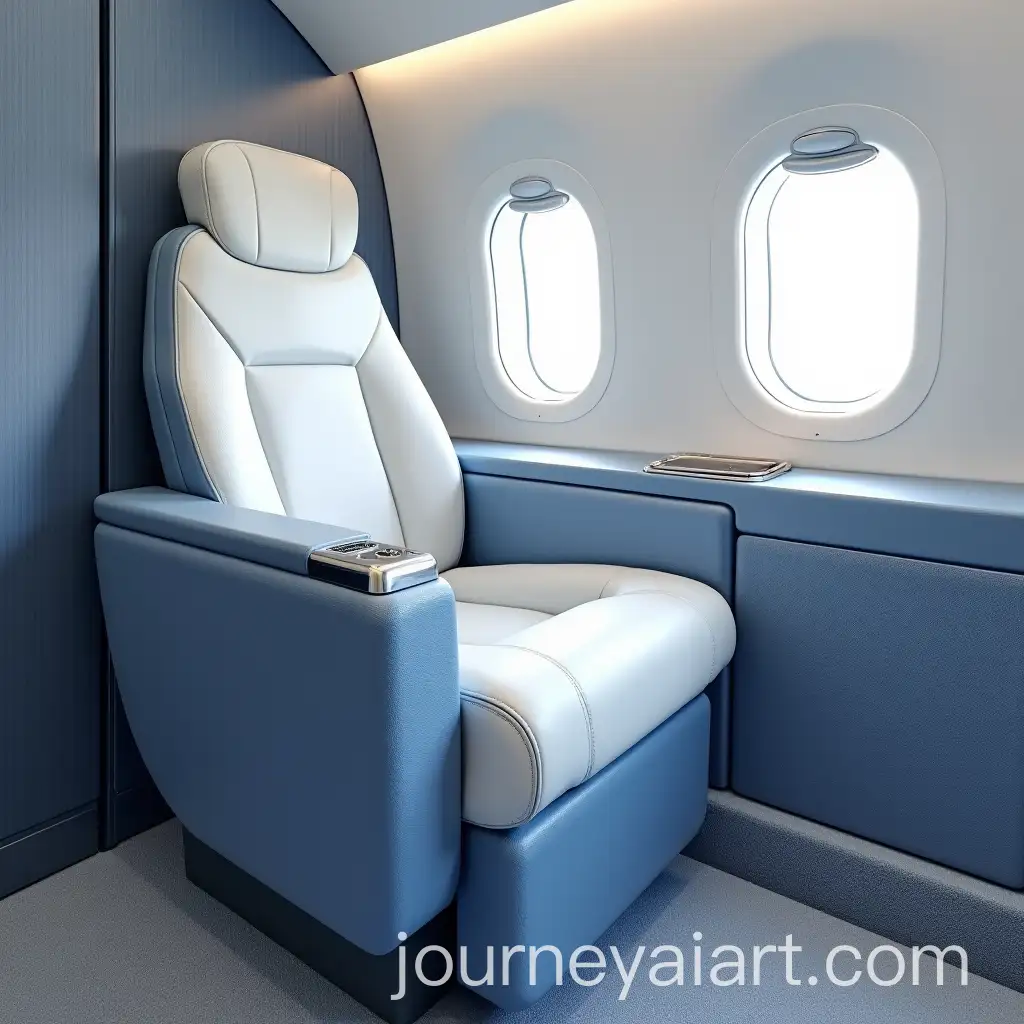 Private-Jet-Club-Seat-with-White-Leather-and-Blue-Textured-Finish