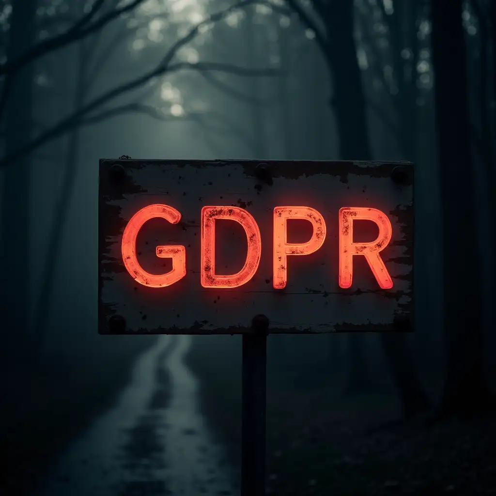 Eerie-Sign-Displaying-GDPR-in-a-Haunted-Forest-Setting