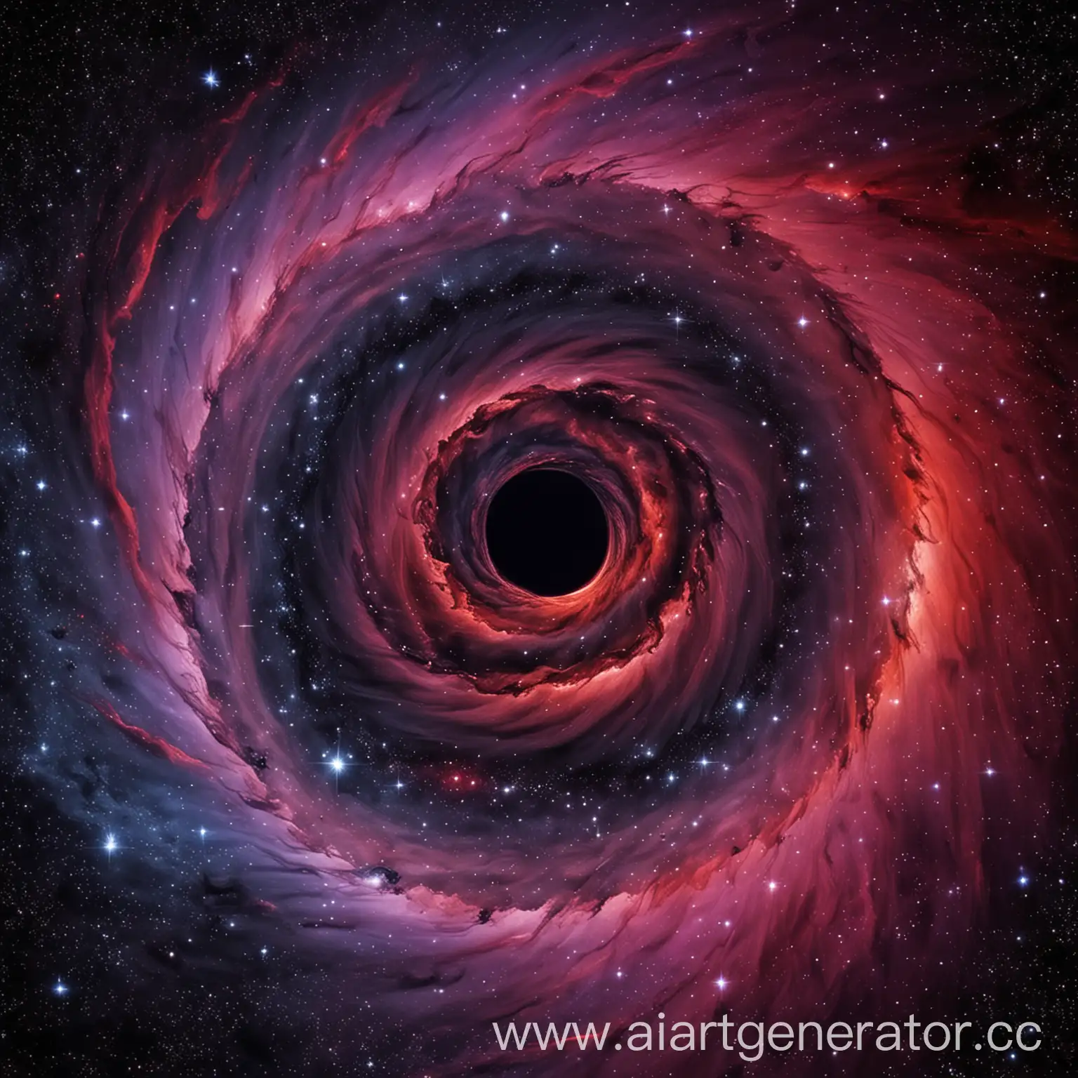 Vibrant-RedPurple-Cosmos-with-Spiral-Black-Hole-and-Stars