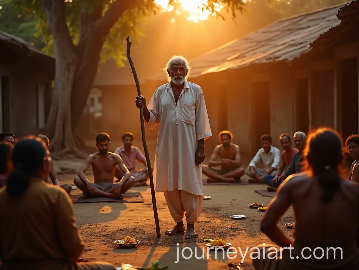 Elderly-Man-Speaking-to-VillagersAI-Image-Expansion-SEO-at-Twilight-in-a-Rural-Courtyard