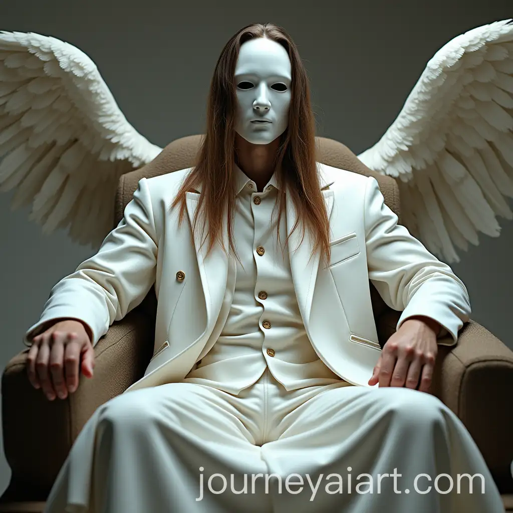 Man-in-White-Coat-Sitting-on-Throne-with-Angels-Behind-Him