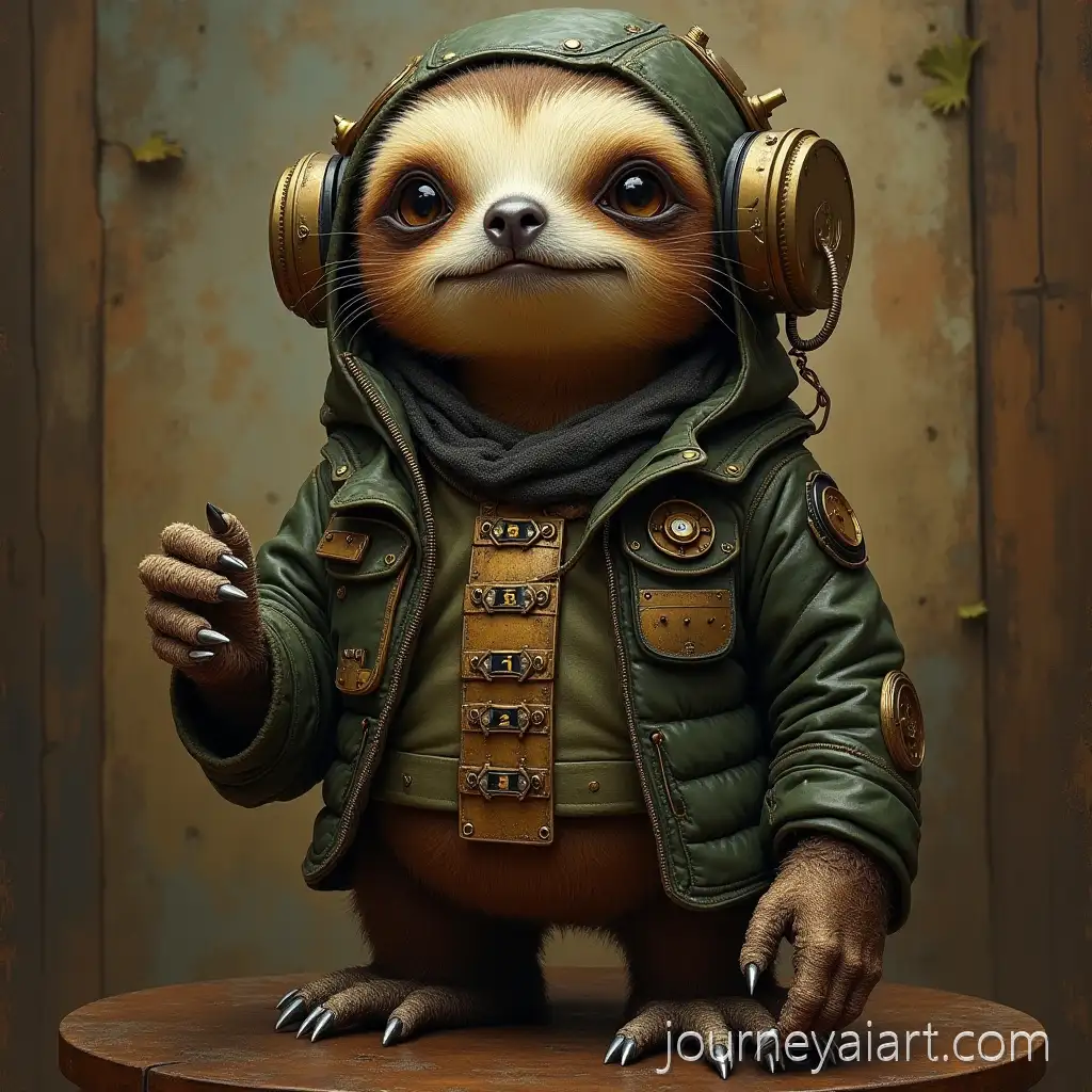 Steampunk-Sloth-in-Mechanized-Gear-and-Victorian-Setting