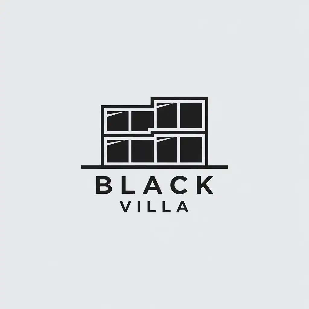 LOGO Design for Black Villa TwoStorey House with Panoramic Glazing in Black Minimalistic Style for Real Estate Industry