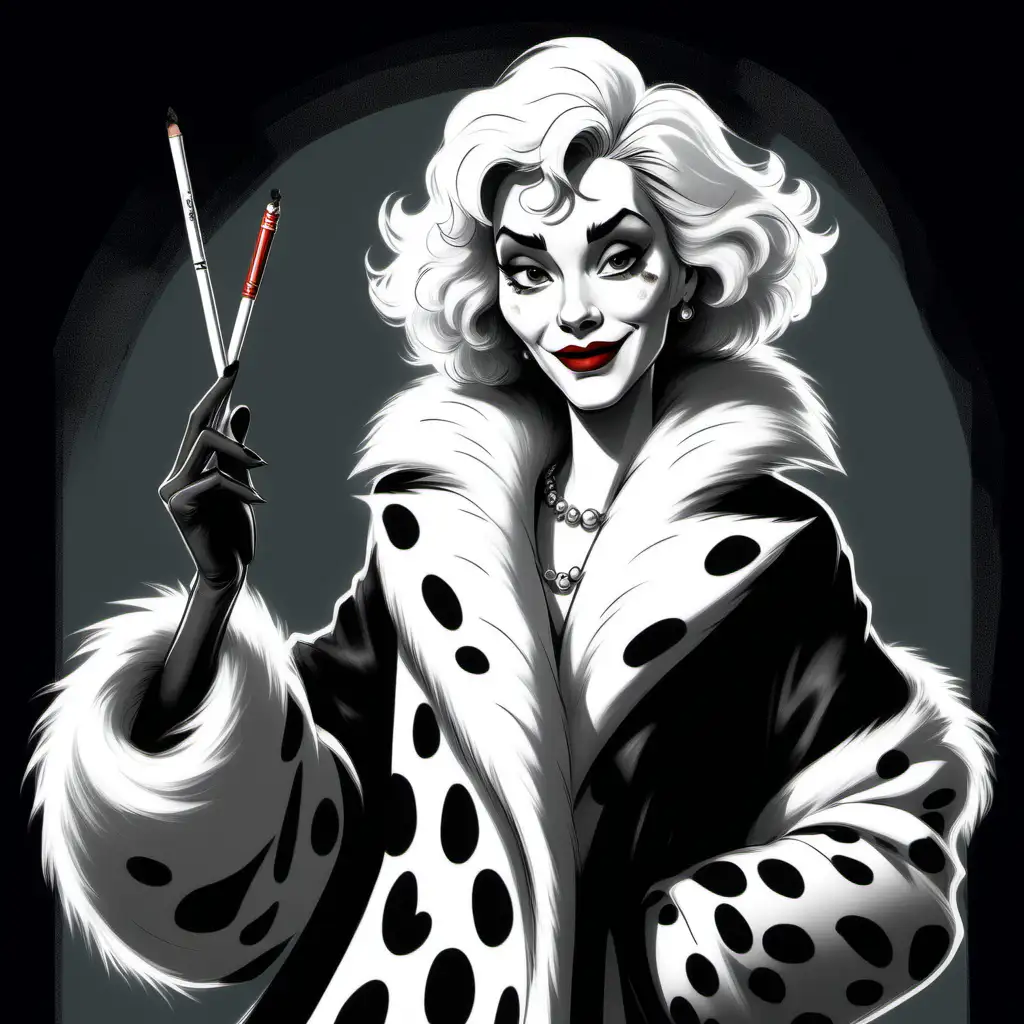 Fur-Enthusiast-Cruella-de-Vil-Sketch-with-Dramatic-Expression