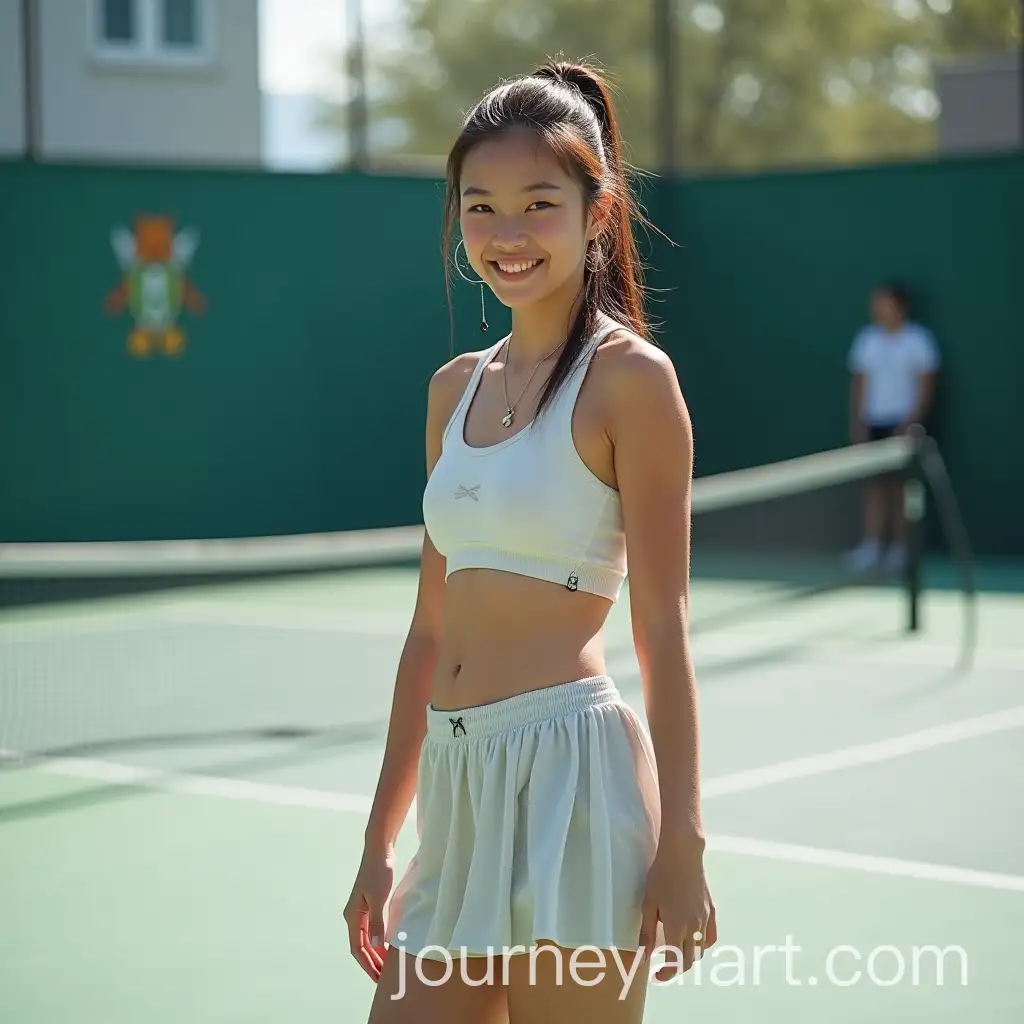 Young-Asian-Girl-Smiling-on-Padel-Court-in-Sports-Clothing