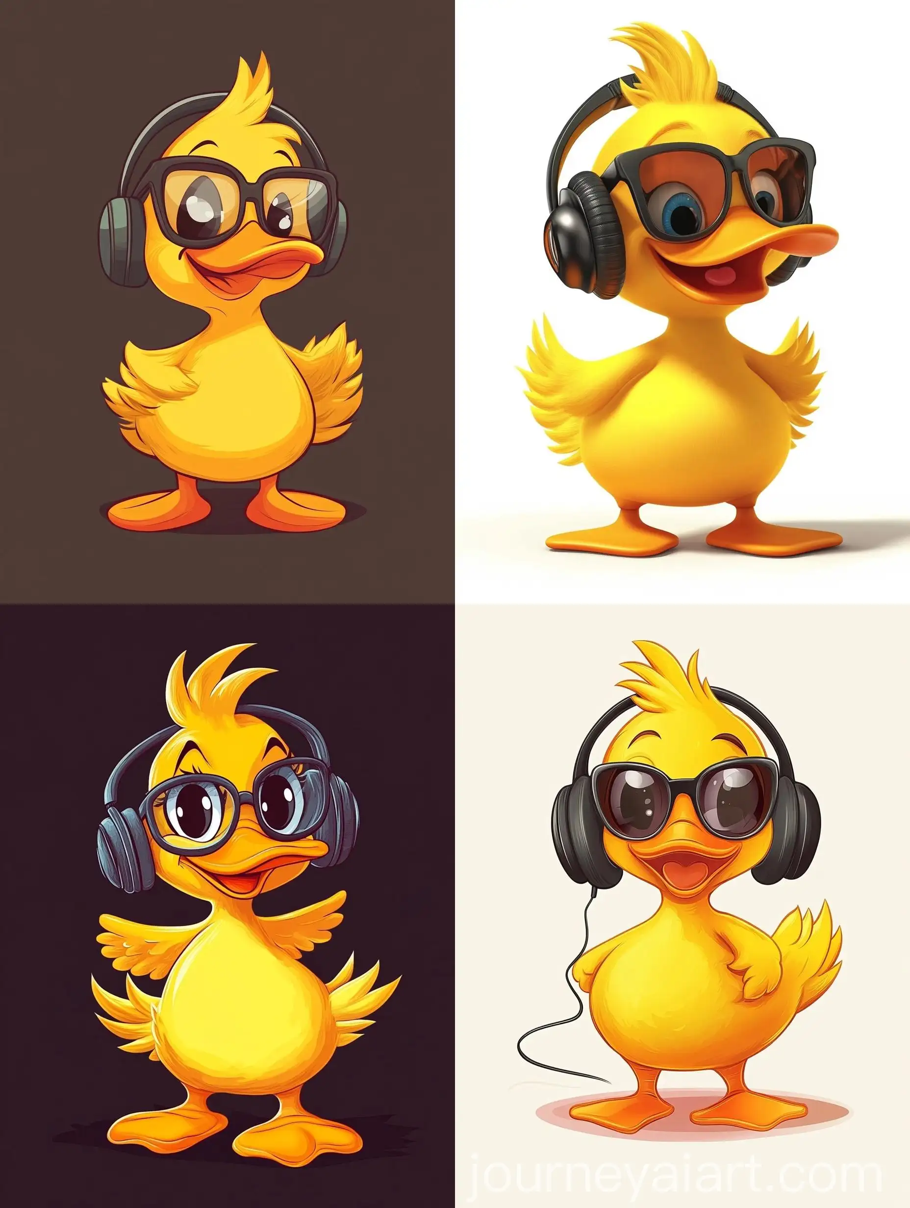 Cartoon-Yellow-Duck-Wearing-Headphones