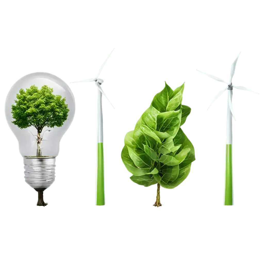 Tree-Wind-Turbines-and-Solar-Panels-in-Bulb-PNG-A-Sustainable-Future-Imagery