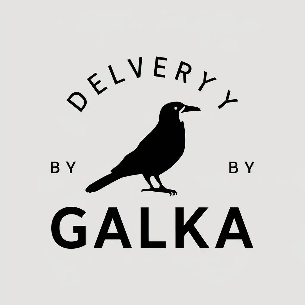 a vector logo design,with the text "Delivery by Galka", main symbol:Jackdaw,Moderate,be used in Retail industry,clear background