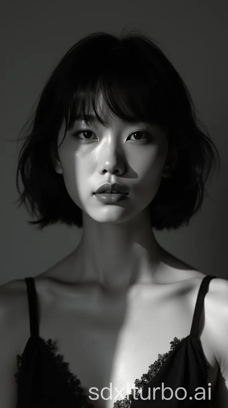 Cinematic-Monochrome-Portrait-Chinese-Womans-Dual-Identity