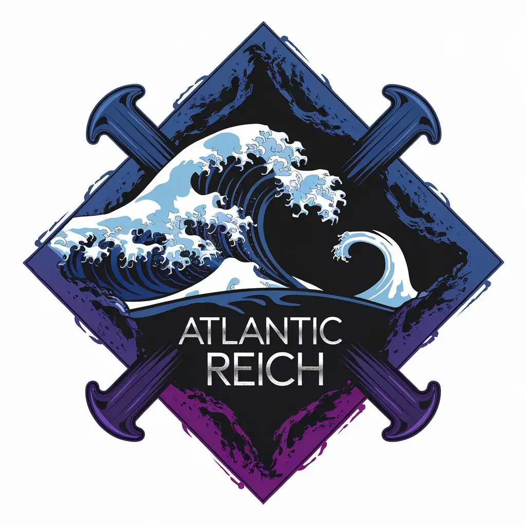 LOGO-Design-For-Atlantic-Reich-Blue-Wave-with-Whirlpool-on-Dark-Background