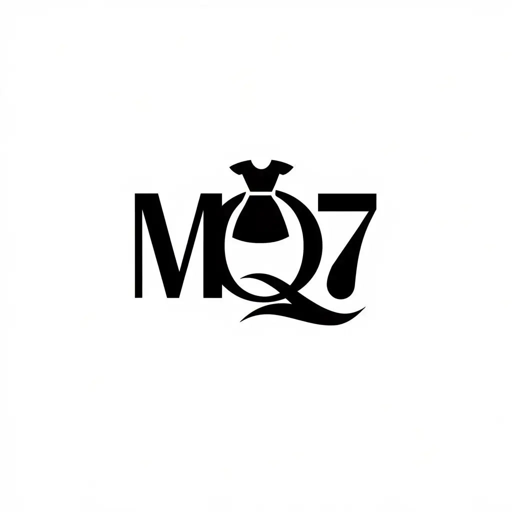 LOGO Design for MQ7 Modern Minimalist Dress Symbol with Clean Vector Lines and Clear Background