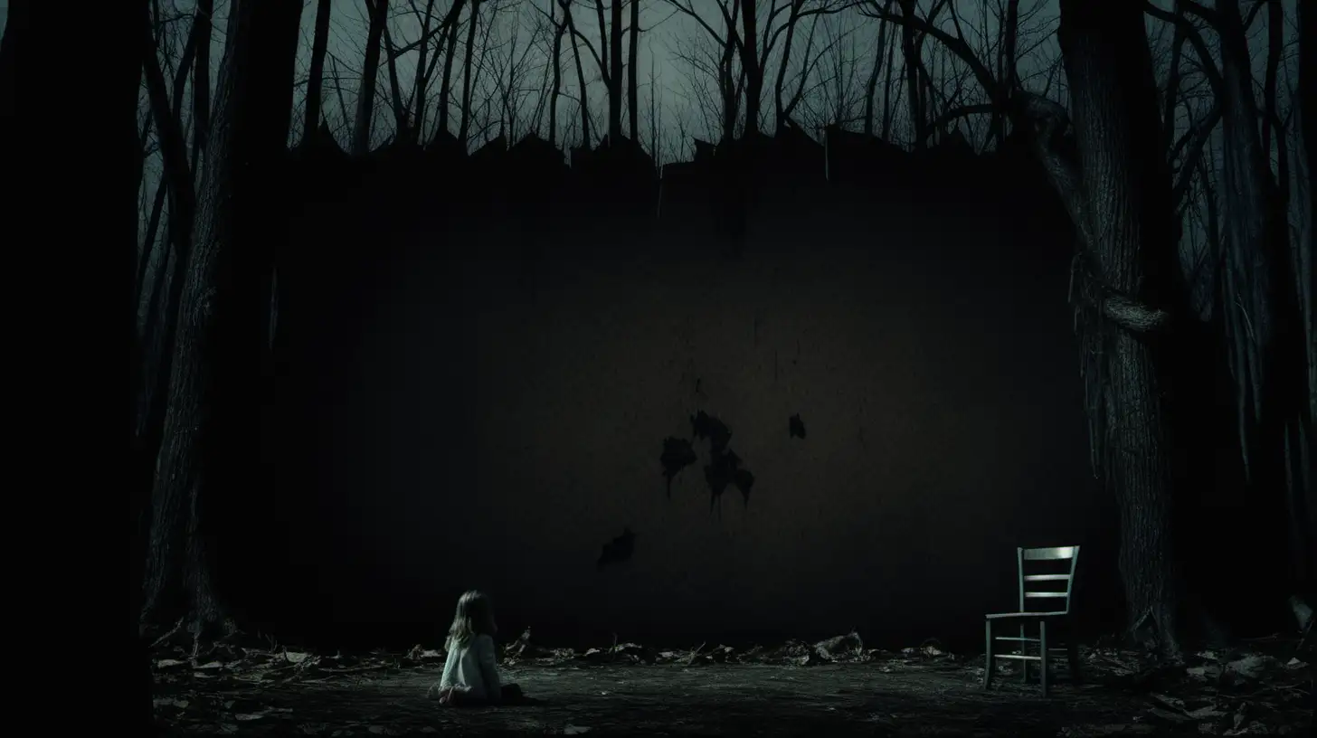 Solitude in the Dark Forest Lonely Girl and Abandoned Wall