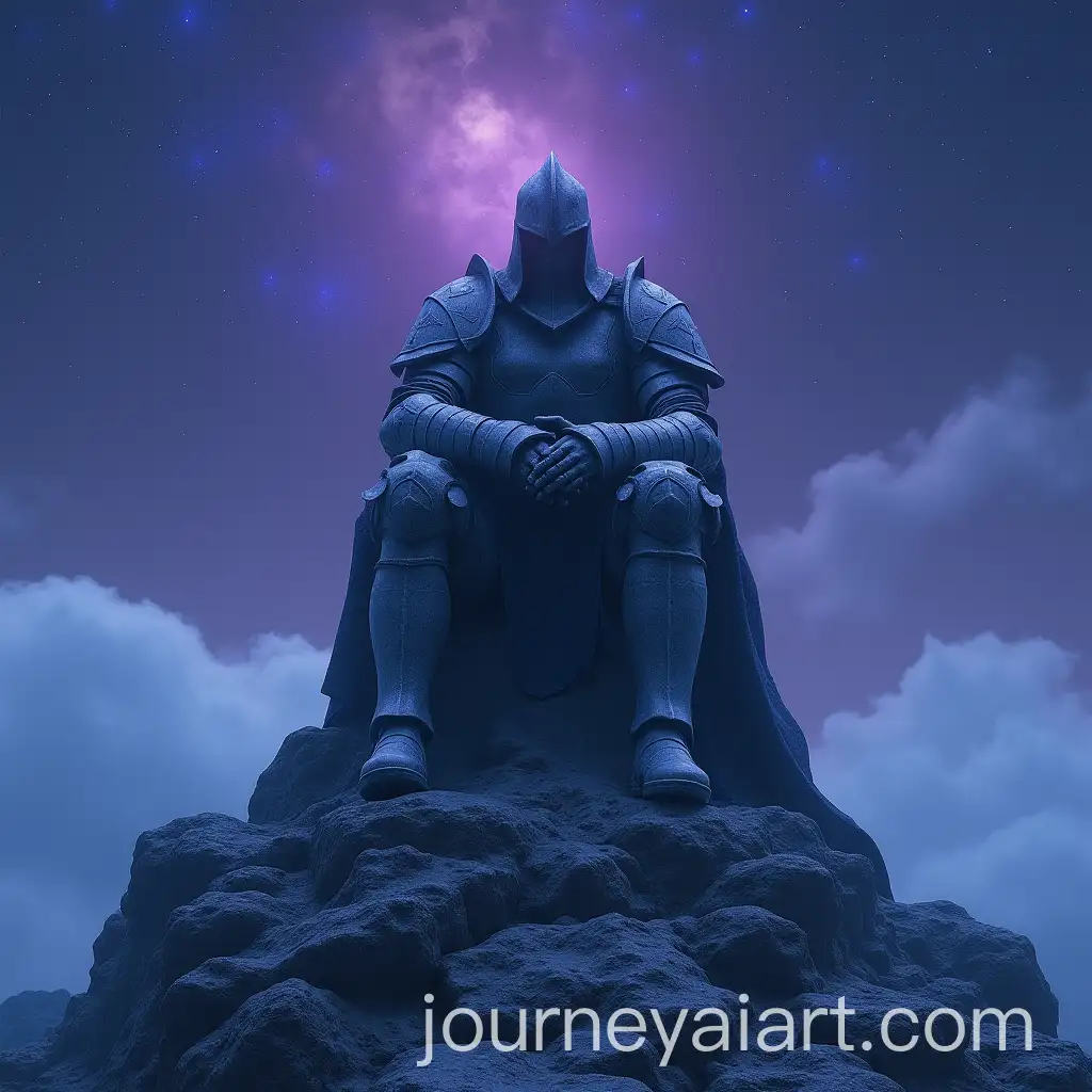 Imposing-Armored-Knight-on-Mountain-Peak-Under-Starry-Night-Sky
