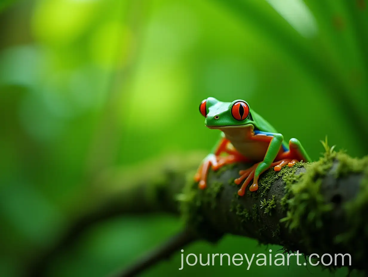 Tropical-Tree-Frog-on-MossCovered-Branch-in-Lush-Jungle-Setting