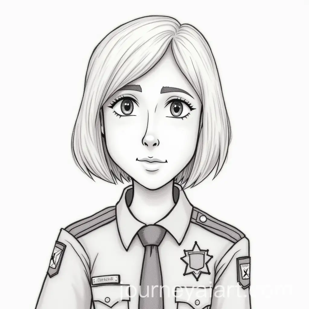 Simple-Pencil-Drawing-of-Male-Sheriff-Deputy-with-Blonde-Bob-Haircut