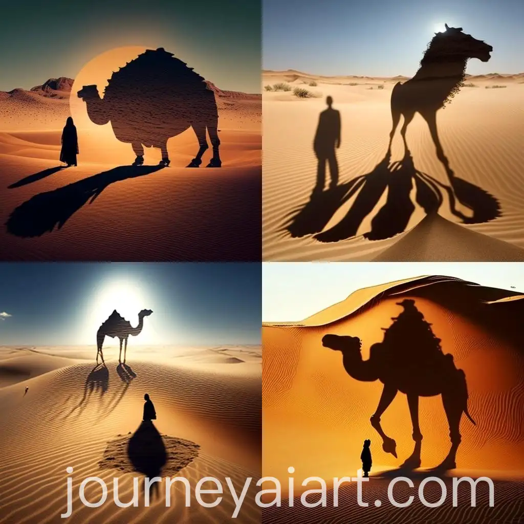 Desert-Sunrise-with-Camel-and-Master-Casting-Shadows-on-Sand