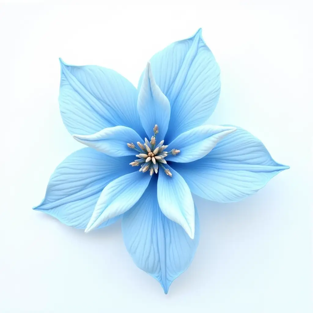 new year's blue voluminous snow flowers on white background