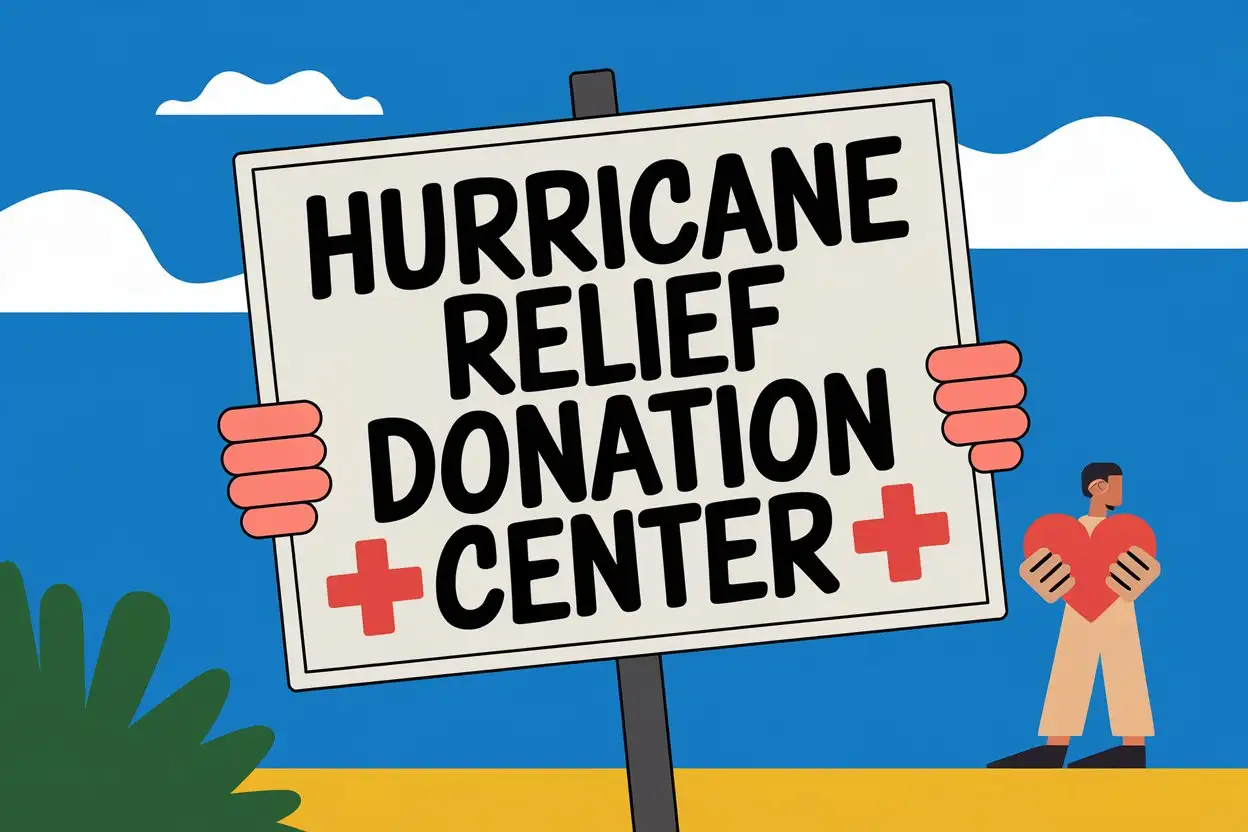 Hurricane Relief Donation Center Sign Design for Community Support