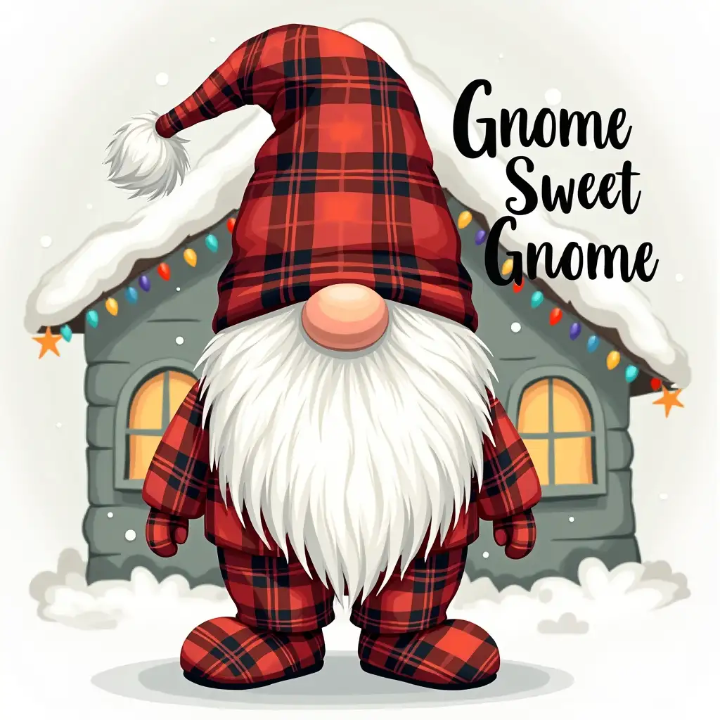 Adorable Christmas Gnome in Cozy Pajamas