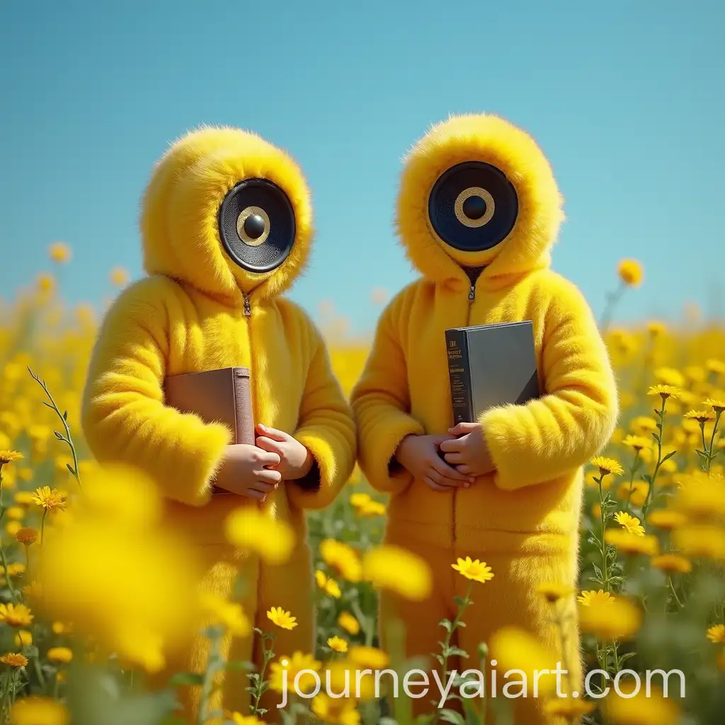 AI-Image-Prompt-ExpansionChildren-in-Vintage-Wool-Outfits-with-Radio-Speaker-Heads-in-Flower-Field