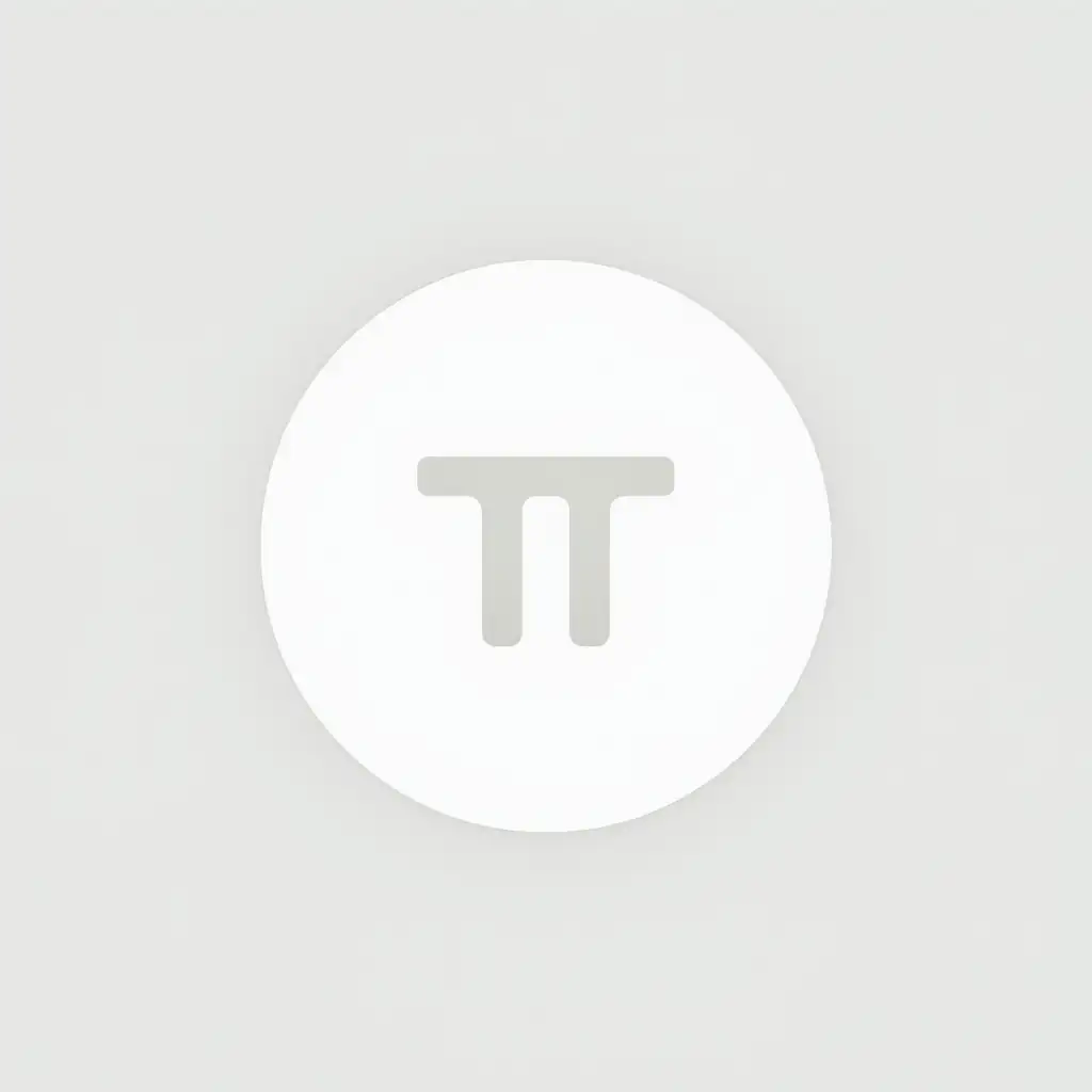 Minimalist tone coin logo. The design is a simple white round emblem with the tone logo in the center. The background is transparent. The logo is located in the center. No other objects or people in the image. The style is modern and professional.
