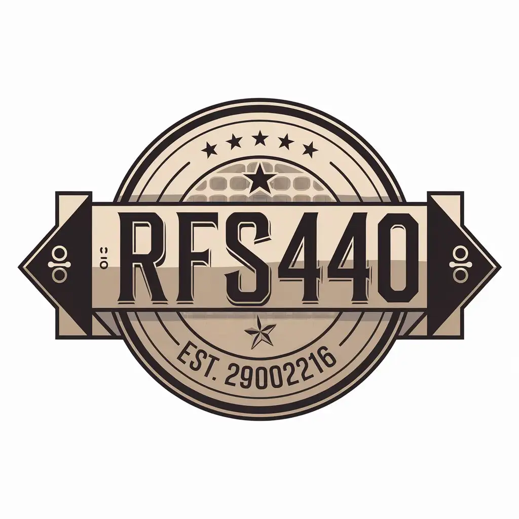 a vector logo design,with the text "RFS440 EST. 290216", main symbol:MODERN,Moderate,clear background