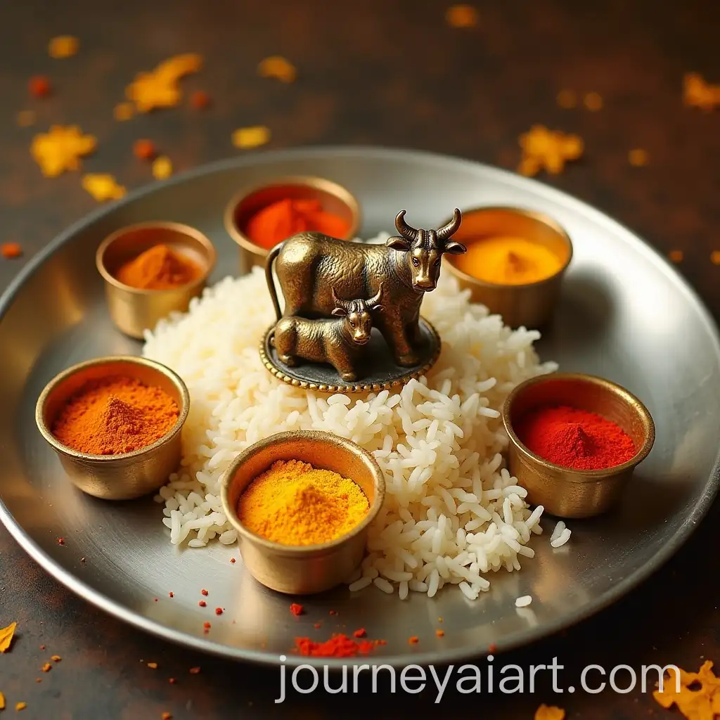 Traditional-Hindu-Sankranti-Nomulu-Ritual-with-Brass-Cow-and-Calf-Idol