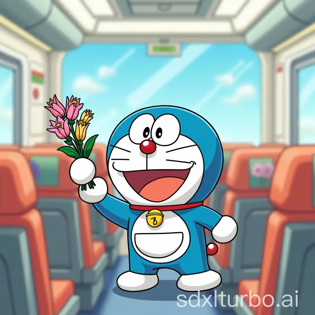 Doraemon-Celebrates-Exam-Success-with-Fresh-Flowers