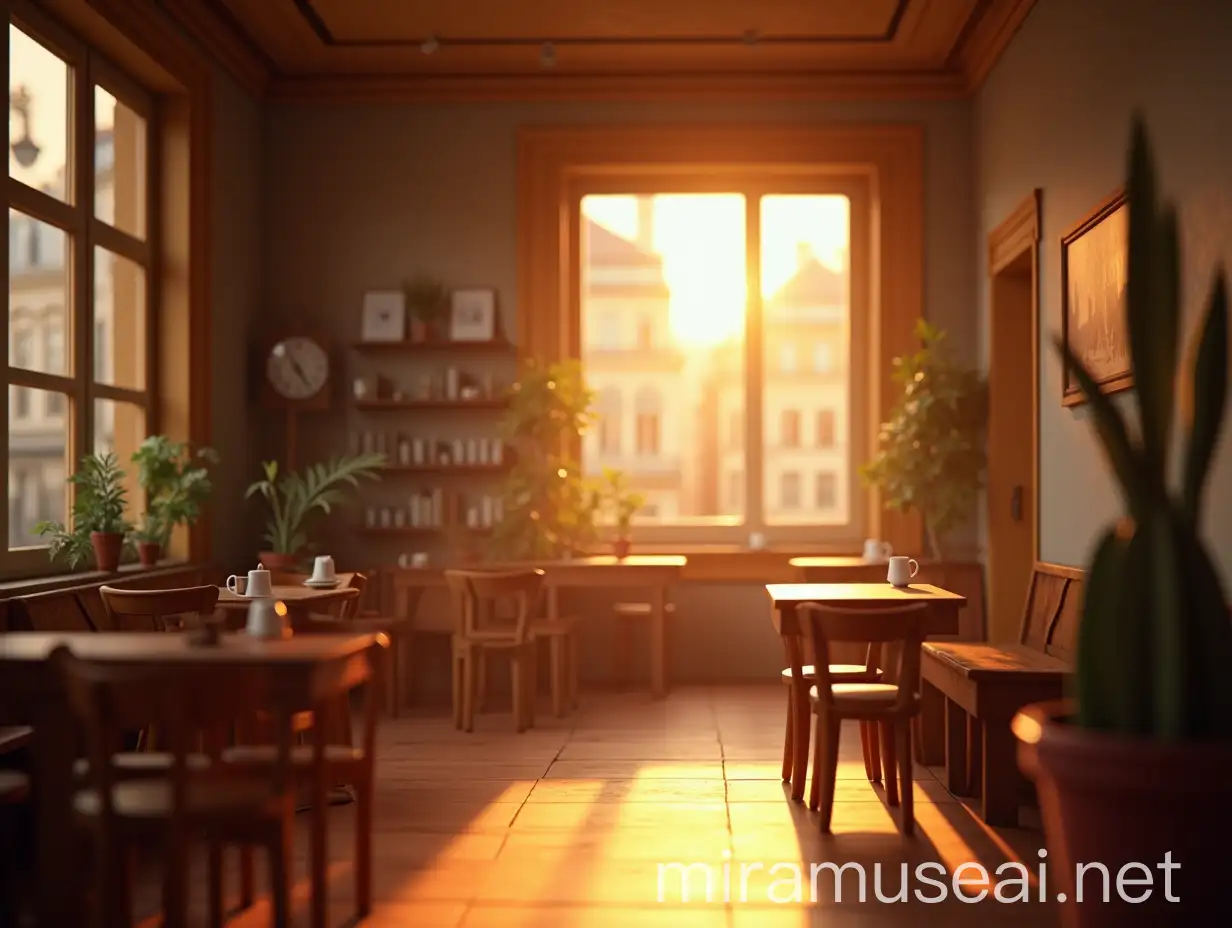 Cozy Paris Cafe Interior in Morning Light Stop Motion Puppet Animation Style