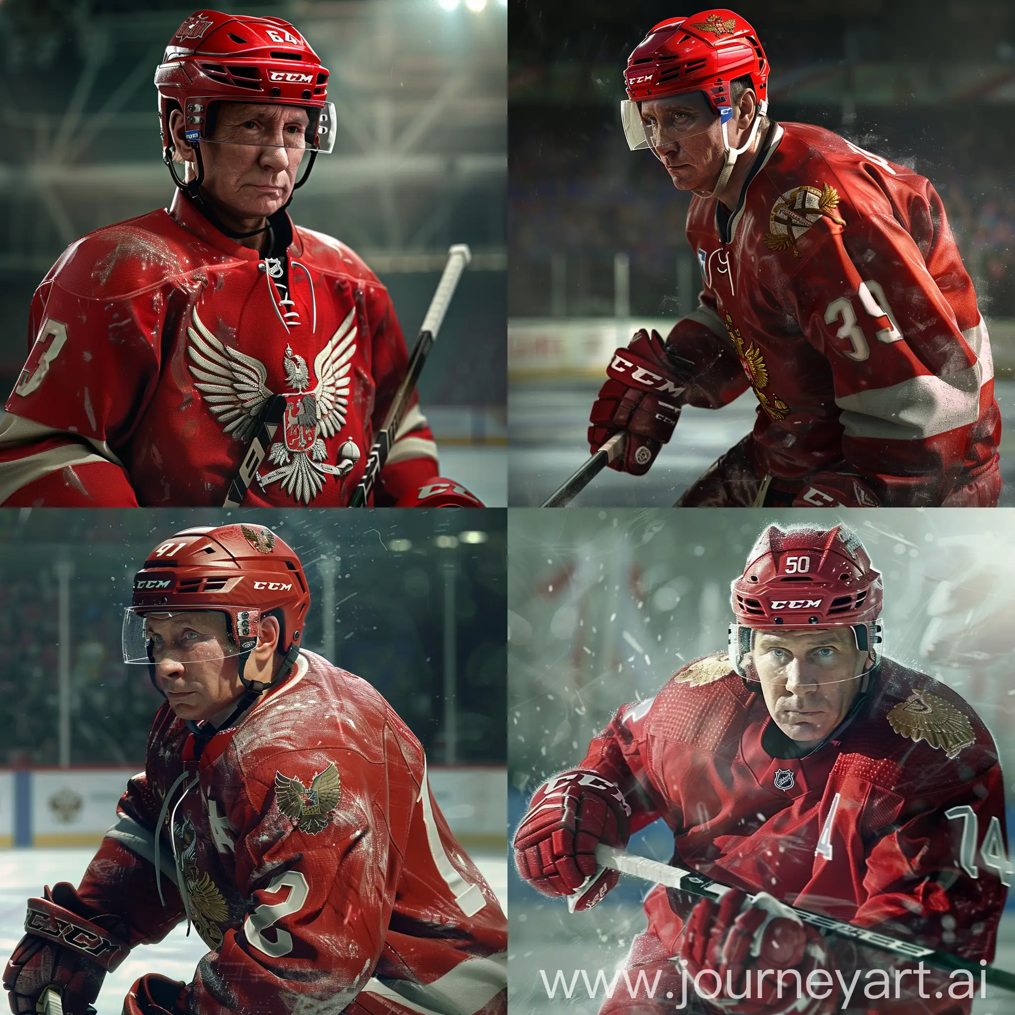 Vladimir-Putin-in-Red-Hockey-Gear-with-Russias-Emblem