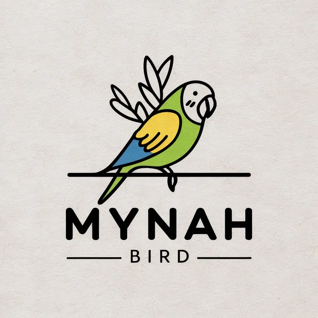 a vector logo design,with the text "mynah bird", main symbol:parakeet,Moderate,be used in Animals Pets industry,clear background