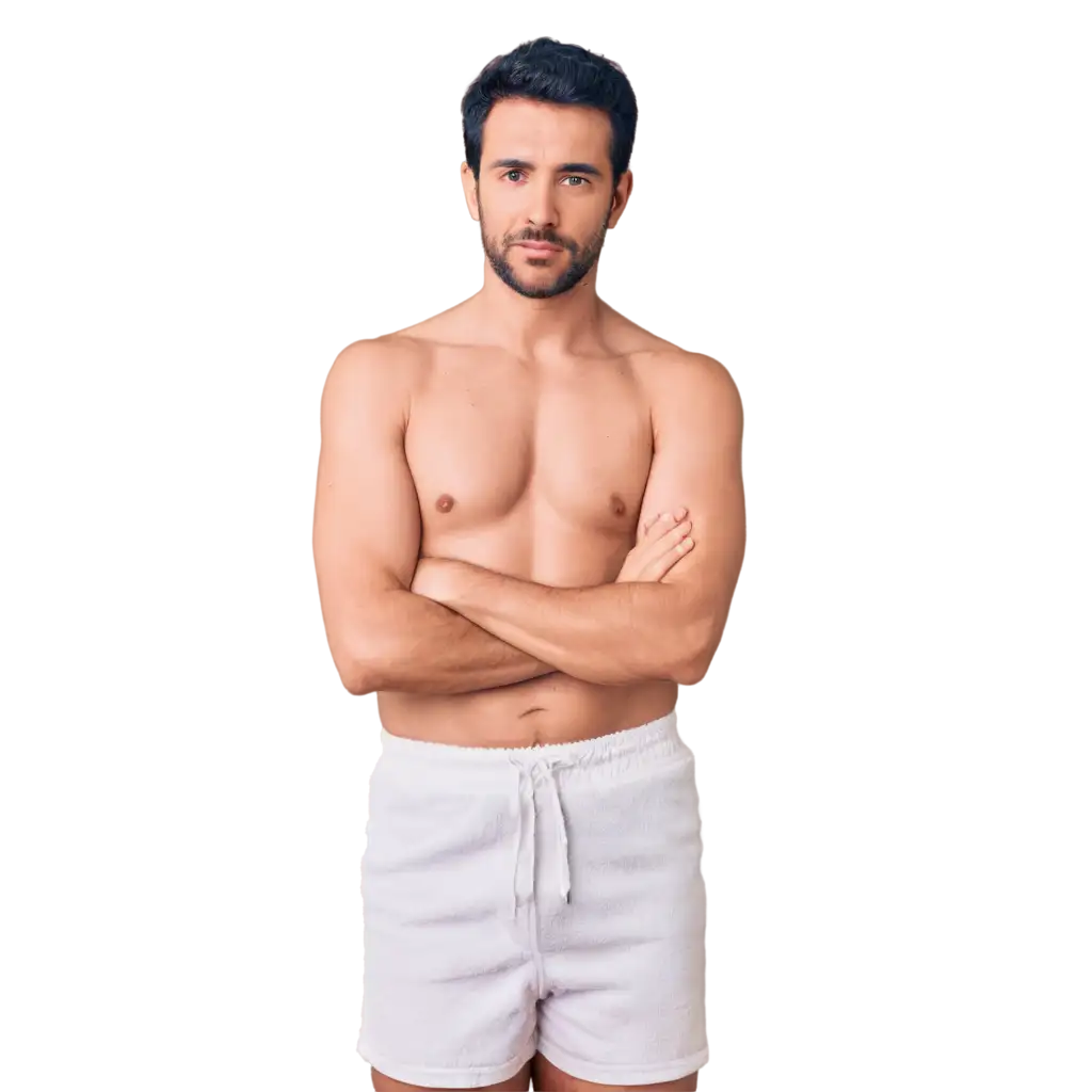 Confident-Hairy-Man-in-White-Towel-PNG-Image-Calm-and-Introspective-Portrait